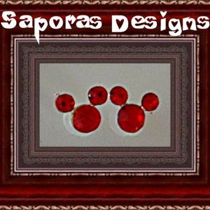 Mickey Mouse Theme Red Crystal Stud Earrings Silver Tone Finish